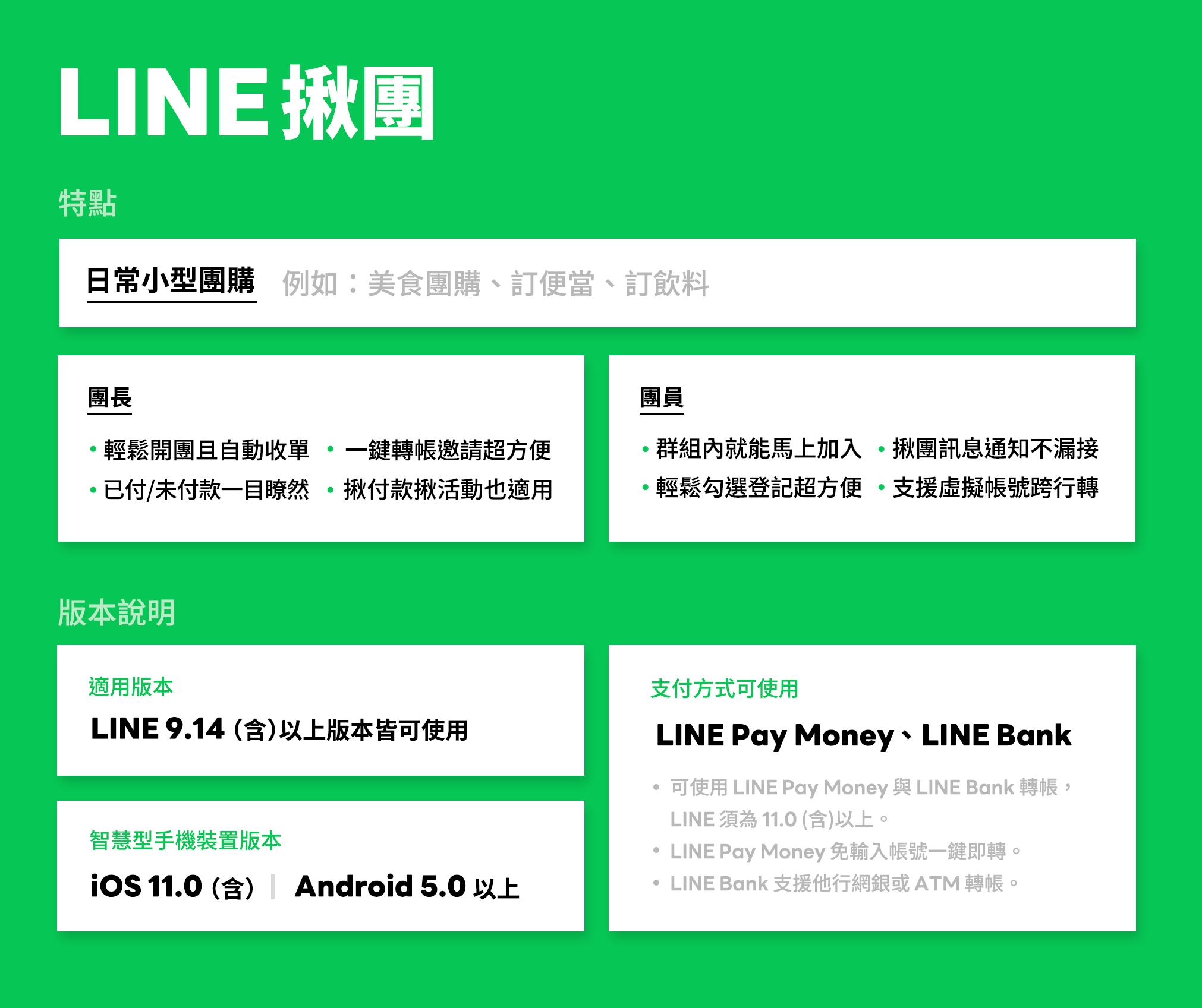Line揪團 團購開團新功能 透過LinePay、LineBank快速收款